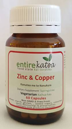 Entire Katoa Food State Zinc Plus Copper 15mg+1mg Elemental_60 Tablets